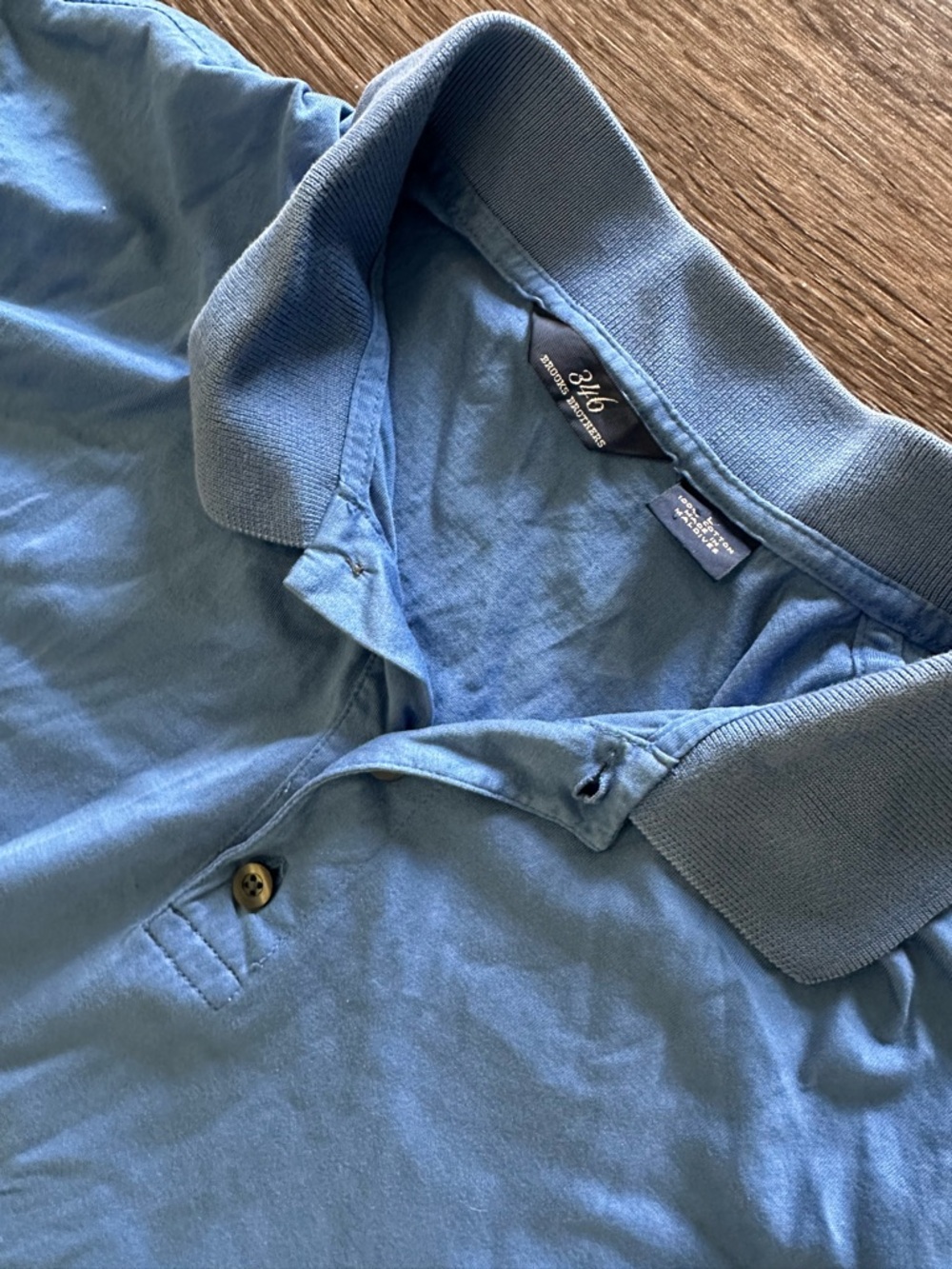 Brooks Brothers 346 Polo Shirt Men's Large Blue 100% Cotton Short Sleeve